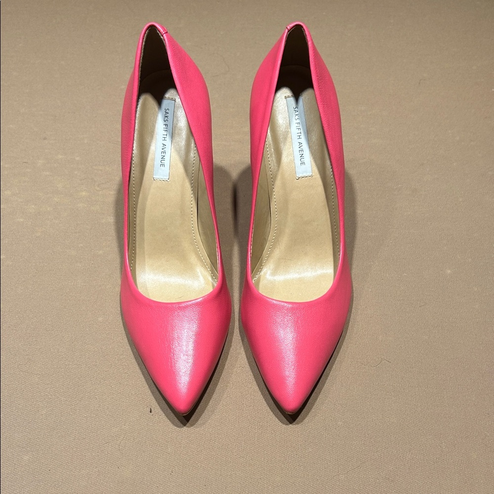 Saks Fifth Avenue Pink Leather Pointed-Toe Pumps